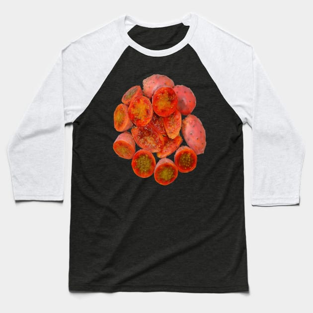 Tropical Red Prickly Pear Fruit Cut Out Vector Art Baseball T-Shirt by taiche